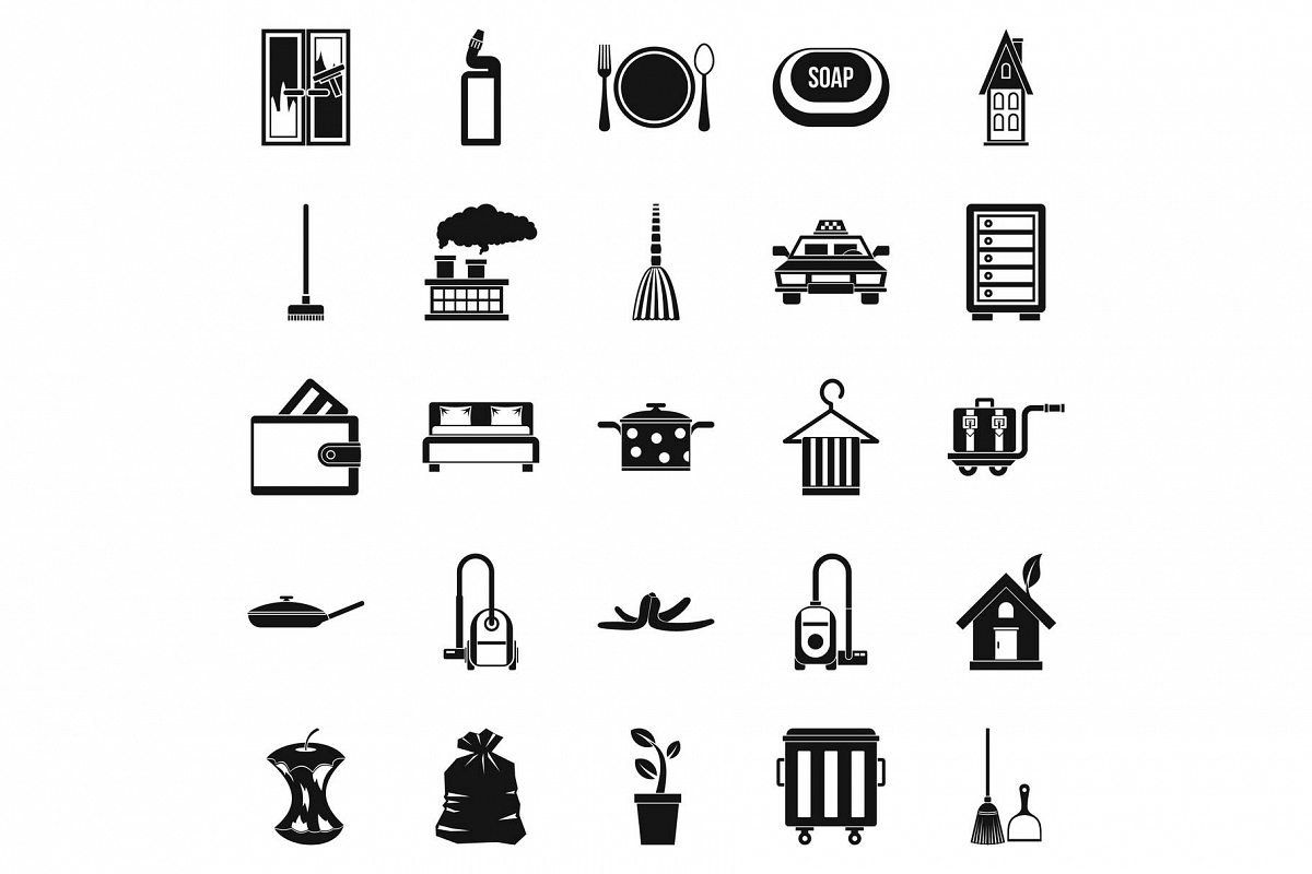 Clean up icons set, simple style example image 1