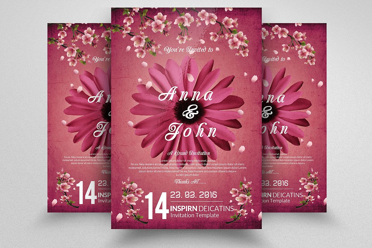 Floral Wedding Invitaion Flyer example image 1