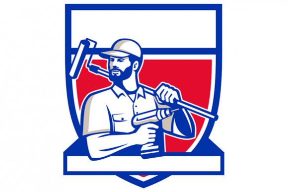 Handyman Cordless Drill Paintroller Shield Retro example image 1