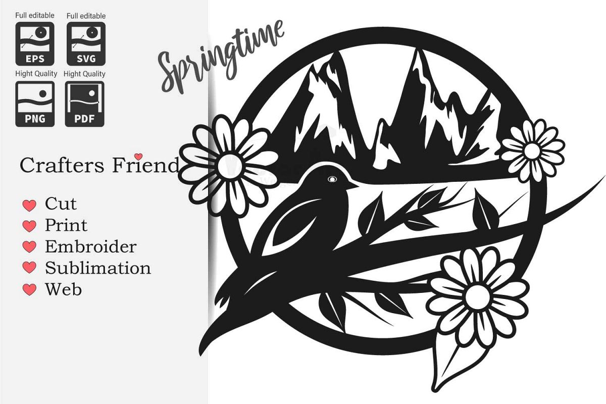 Spring in the Mountains - Cut File for Crafter example image 1