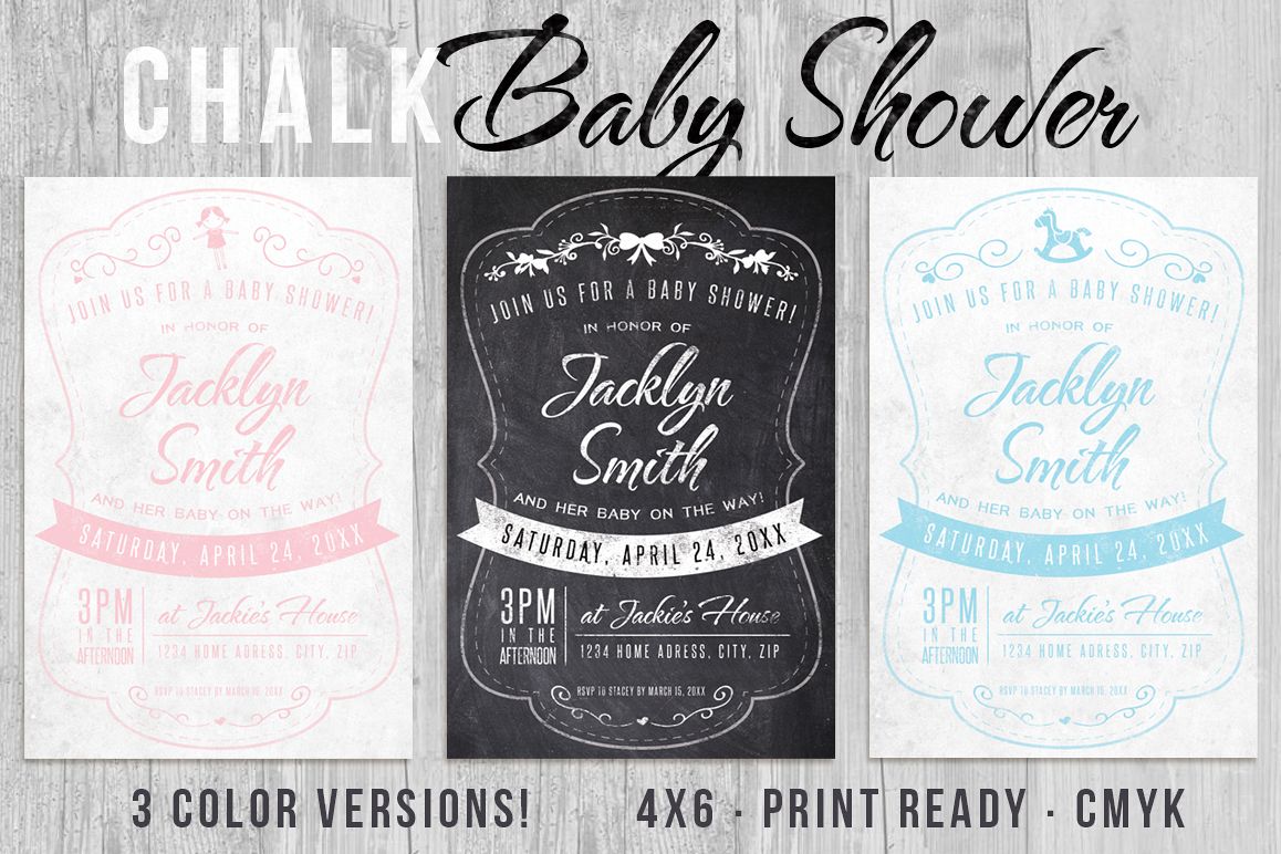 Chalk Baby Shower Invite example image 1