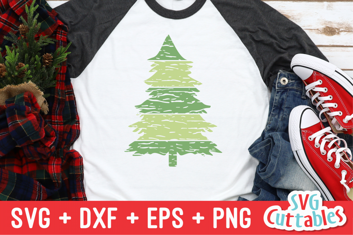 Distressed Christmas Tree | Christmas SVG Cut File example image 1