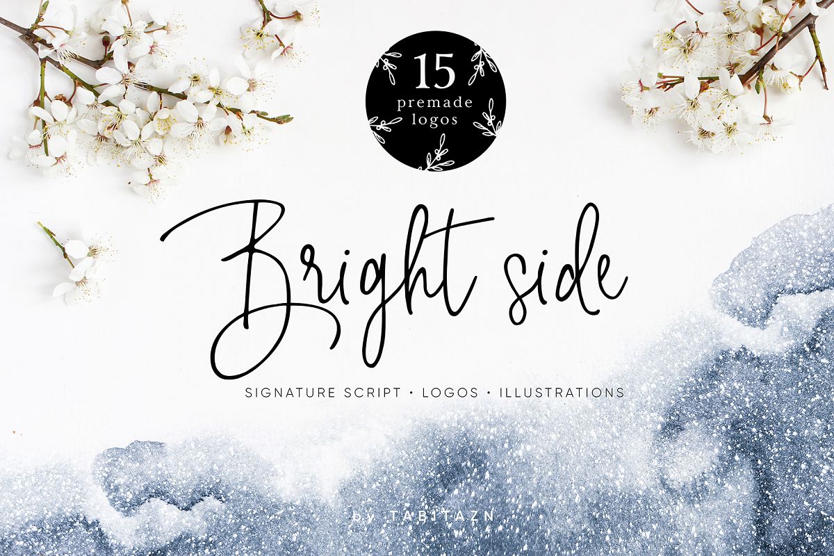 Bright side signature script font+ logos example image 1
