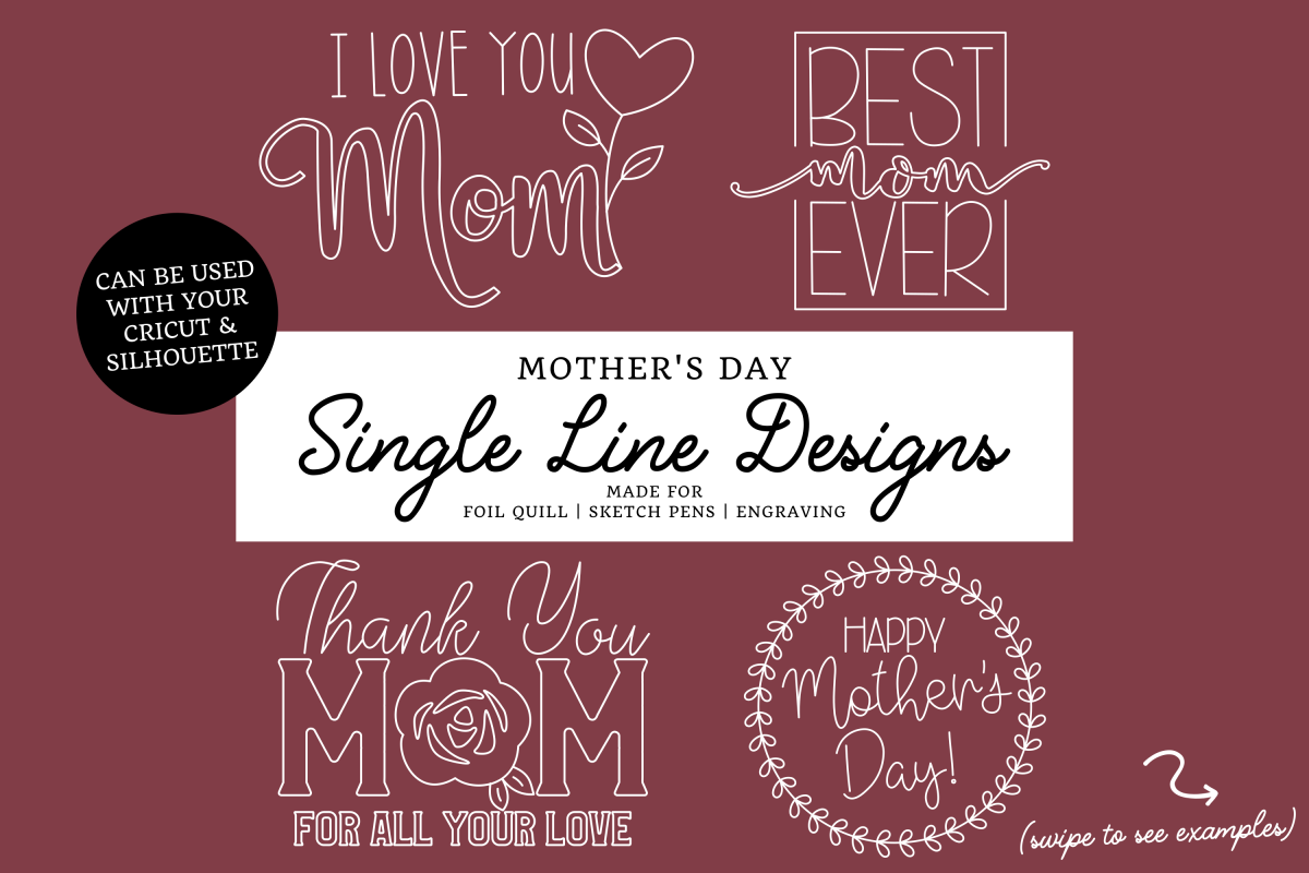 Mothers Day Single Line Designs | Foil Quill | Sketch Design example image 1
