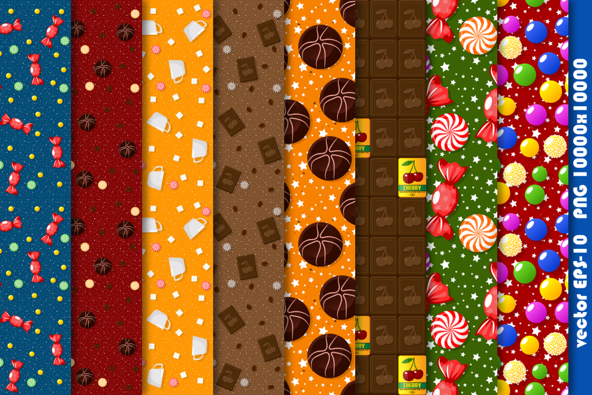 Candy theme seamless patterns. example image 1