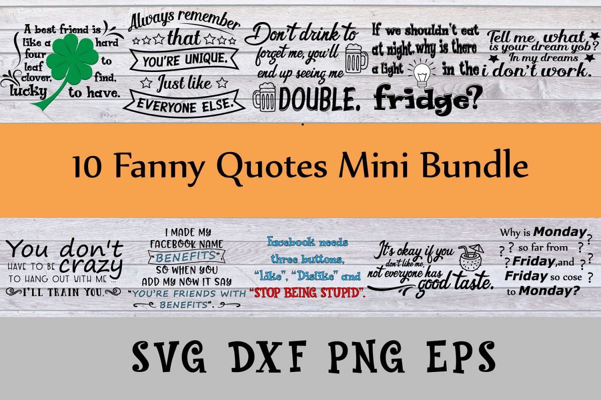 Fanny quotes mini bundle Svg Dxf Png Jpg Eps vector file Cut example image 1