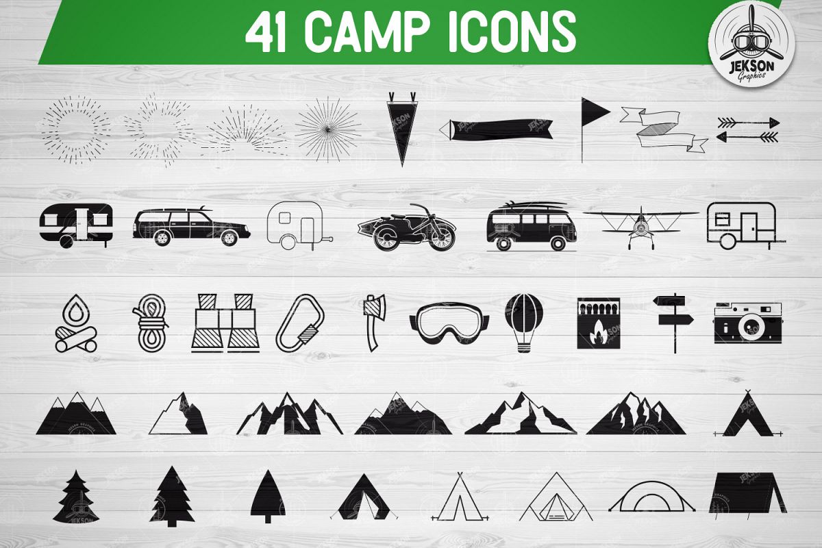 Download 41 Camping SVG Bundle, Travel Icons, Hiking Svg Cut Files