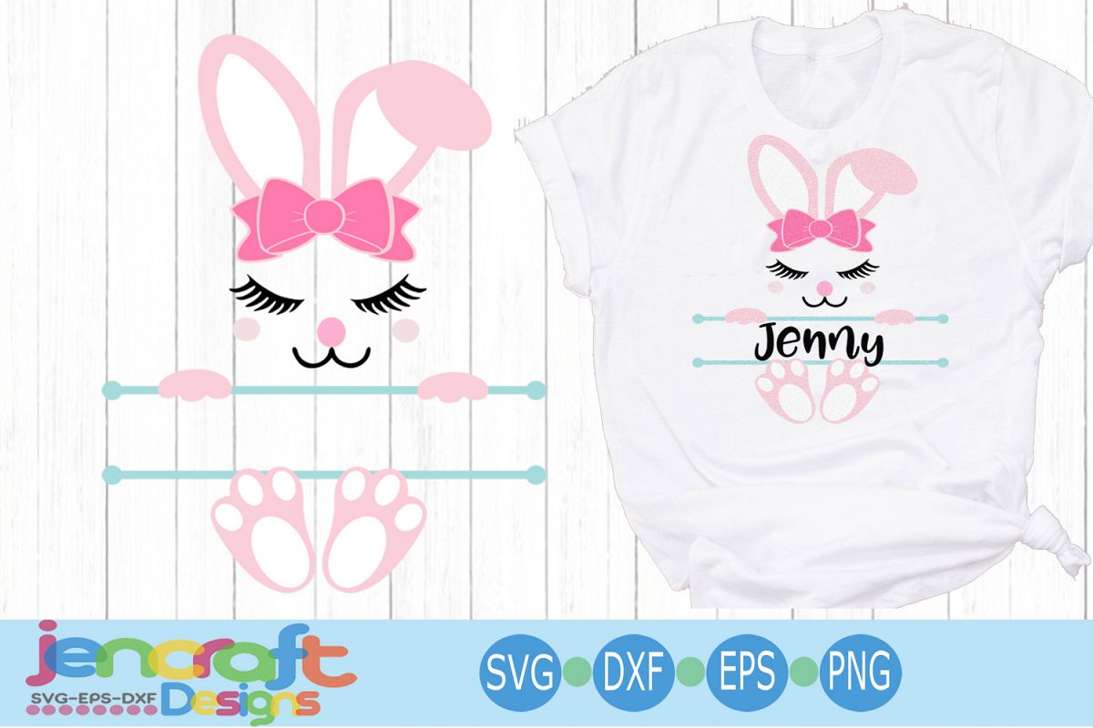 Download Girl Easter Bunny Ears Bow Face Svg, Split Monogram Svg ...