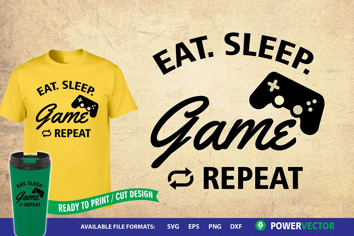 Sayings svg|Eat Sleep Game Repeat Svg Dxf Eps Cut Files example image 1