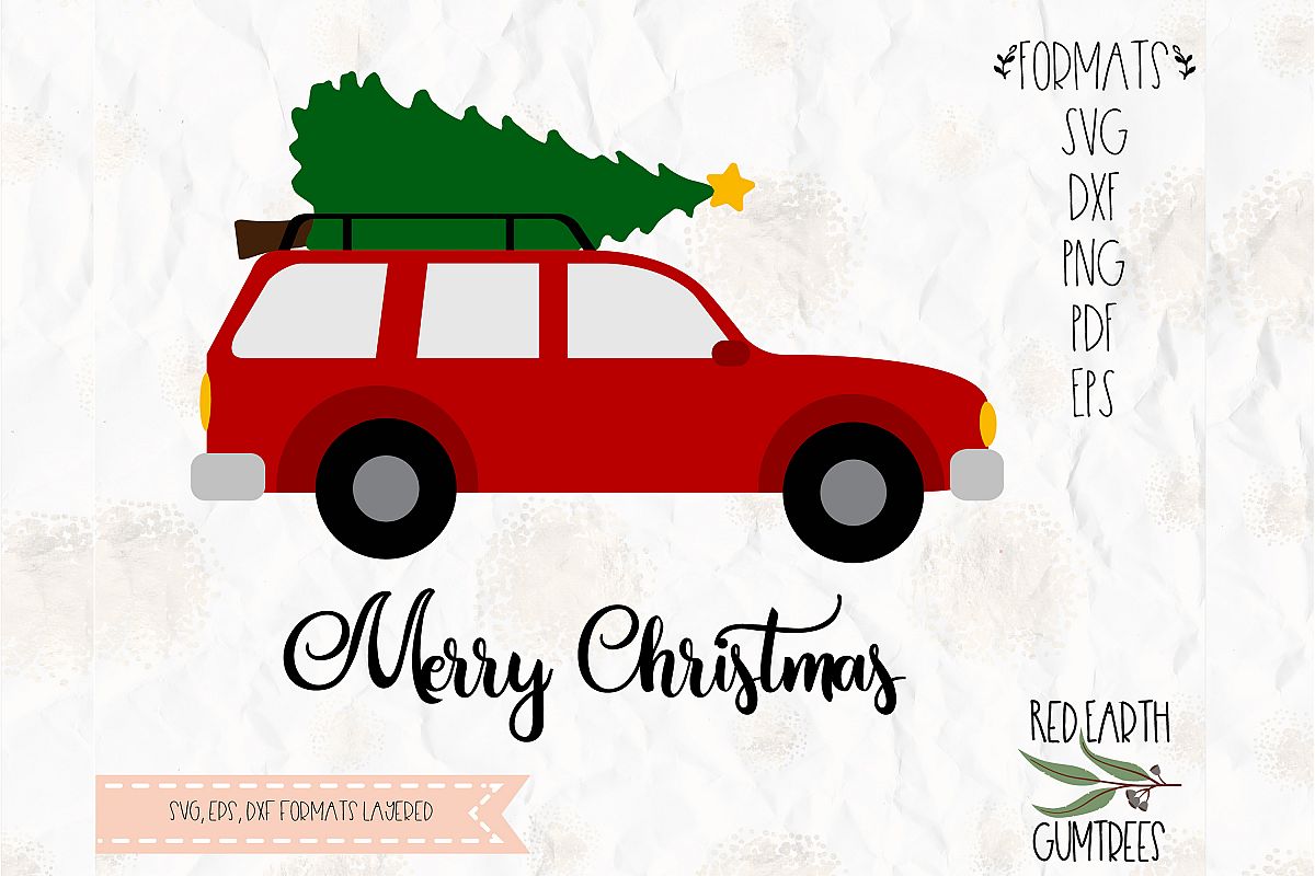 Car with Christmas tree on top SVG, DXF,PNG, EPS, PDF format