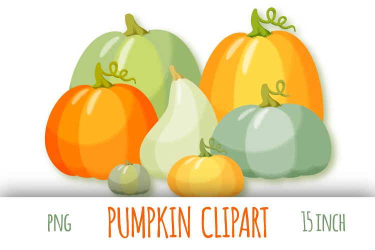 Pumpkin clipart. Autumn digital stickers example image 1