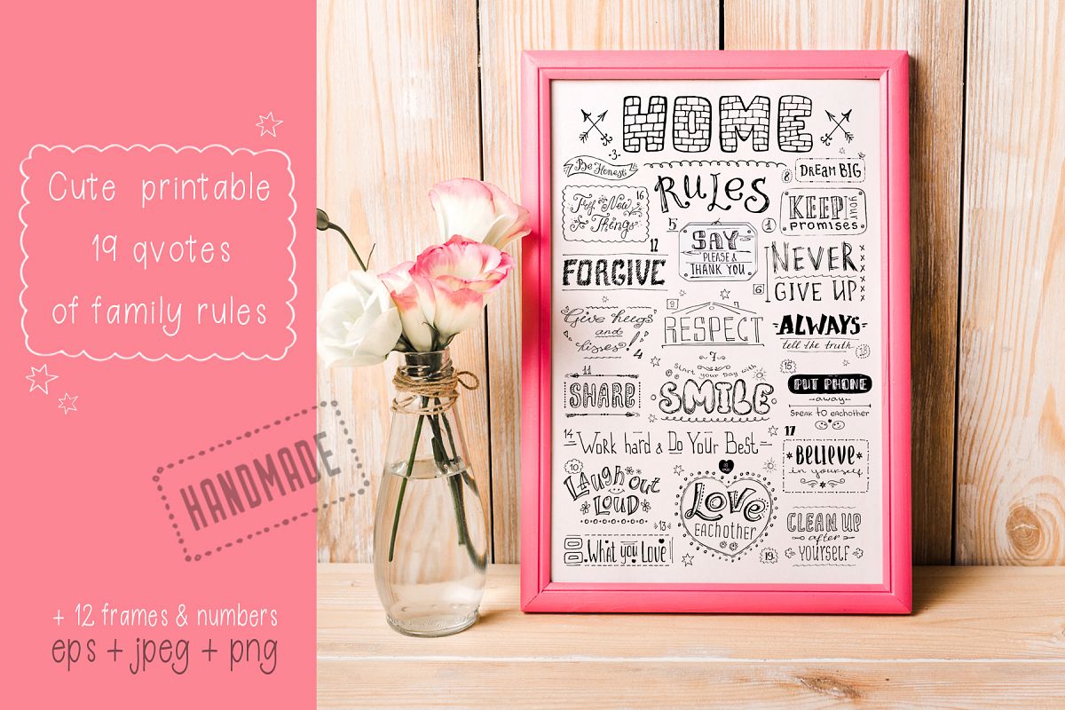 Family rules banner,cute poster example image 1
