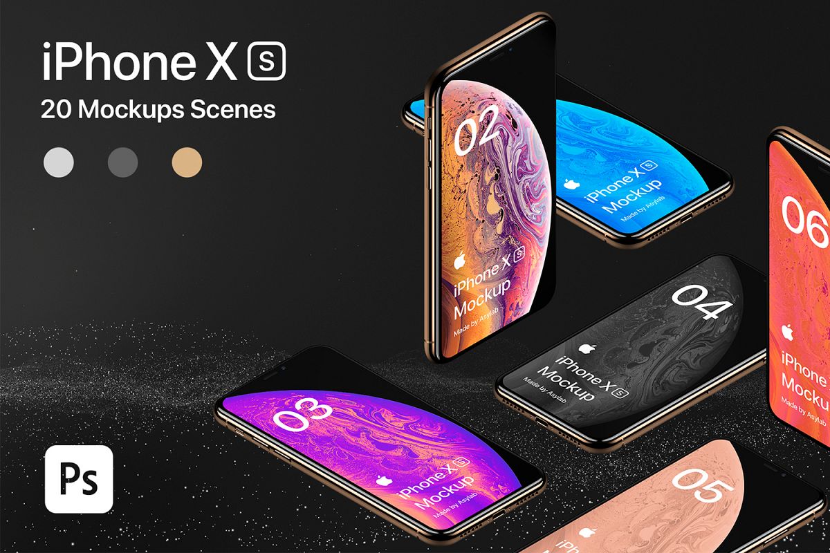 Download iPhone XS 20 Mockups Scenes 5K - PSD