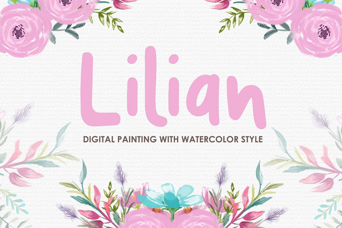 Lilian - Digital Watercolor Floral Flower Style Clipart example image 1