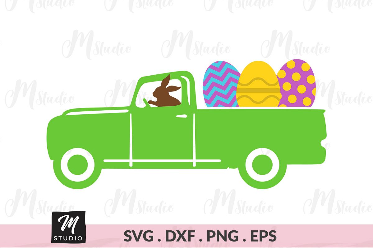 Easter Truck Eggs svg. example image 1