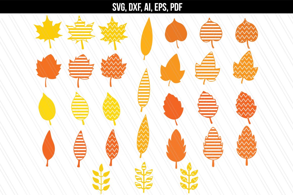 Autumn Fall leaves svg / dxf cutting files example image 1