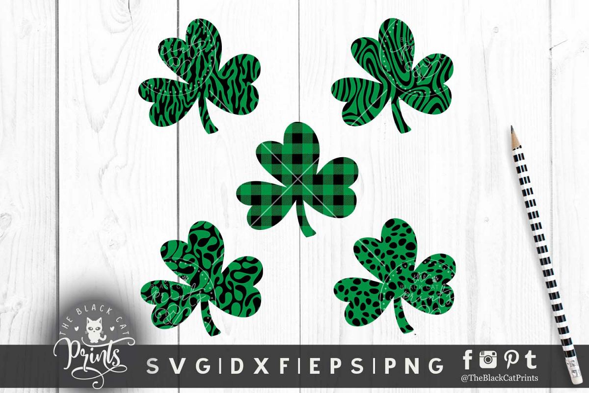 Shamrock Clover Clipart SVG DXF EPS PNG example image 1