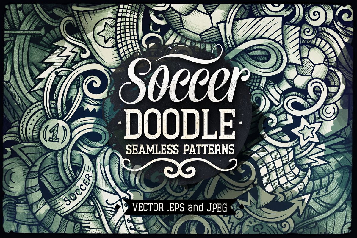 Soccer Graphic Doodle Patterns example image 1