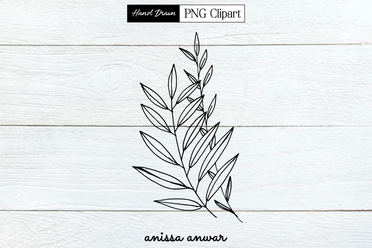 Leaves Line Art, Png Clipart, Sublimation, Printable example image 1
