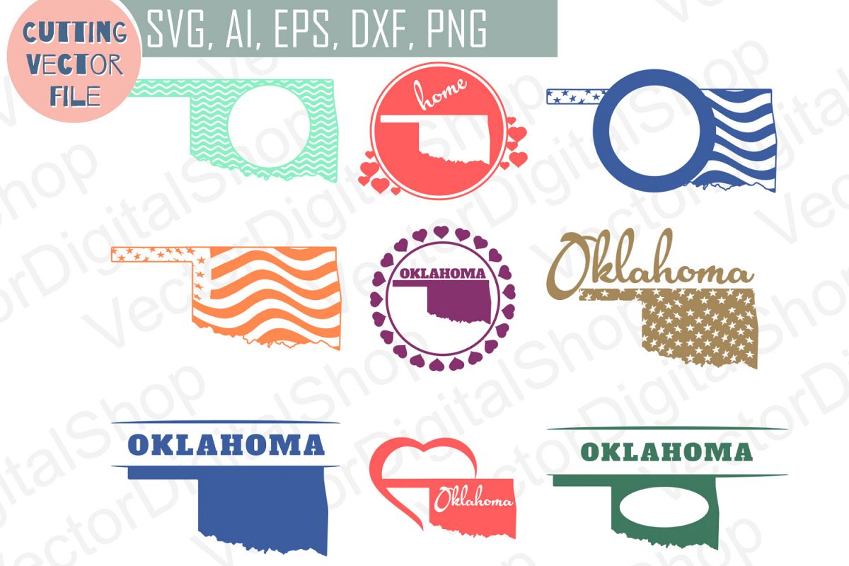 9 Monograms with Oklahoma State - cutting files, SVG, PNG, JPG, EPS, AI, DXF example image 1