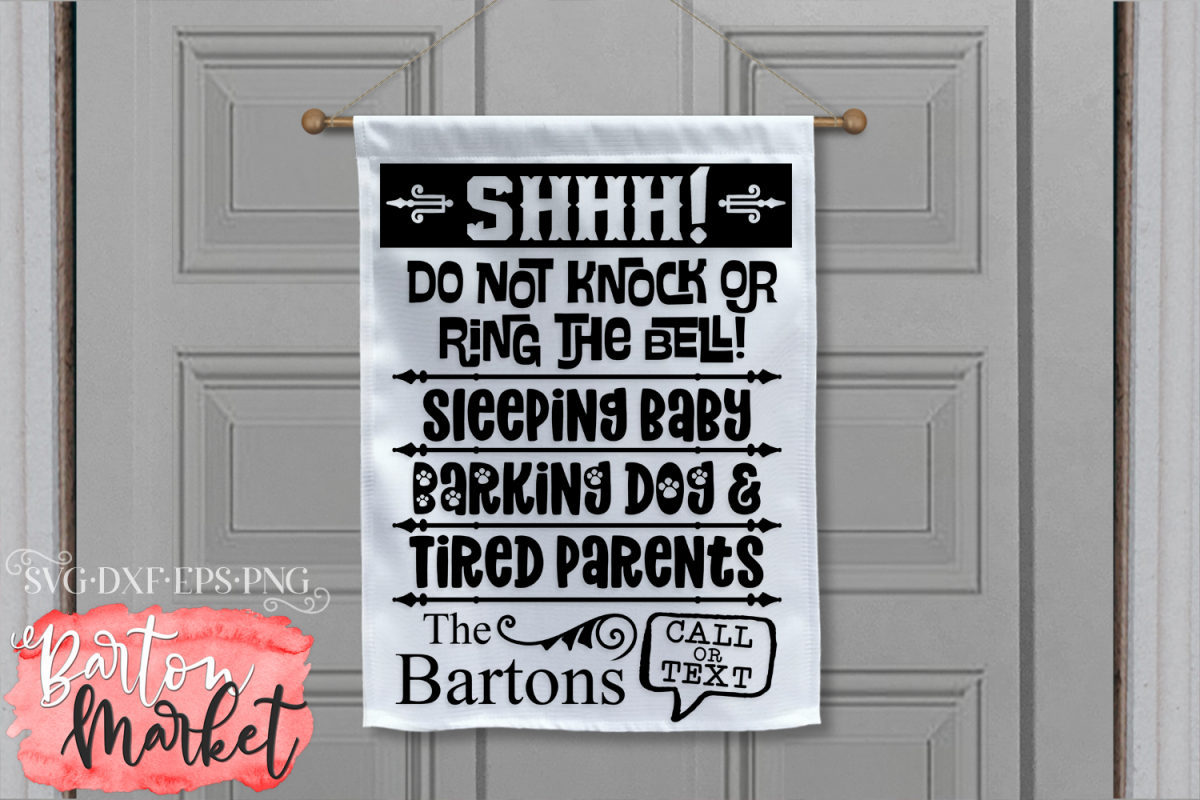 Shhh Do Not Knock Door Sign Svg Dxf Eps Png