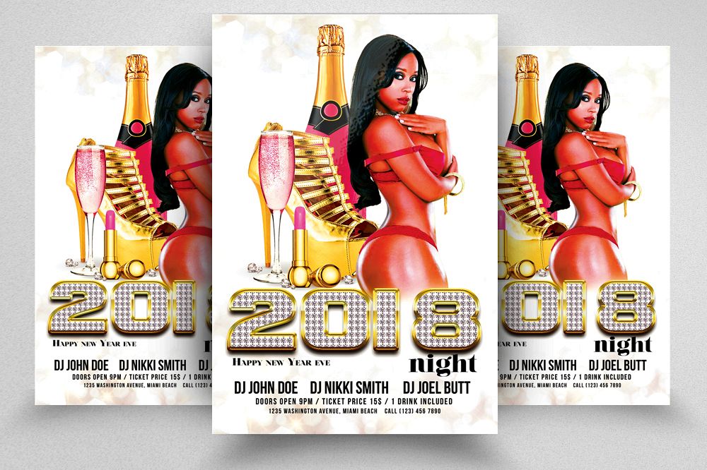 Happy New Year Ladies Party Flyer example image 1