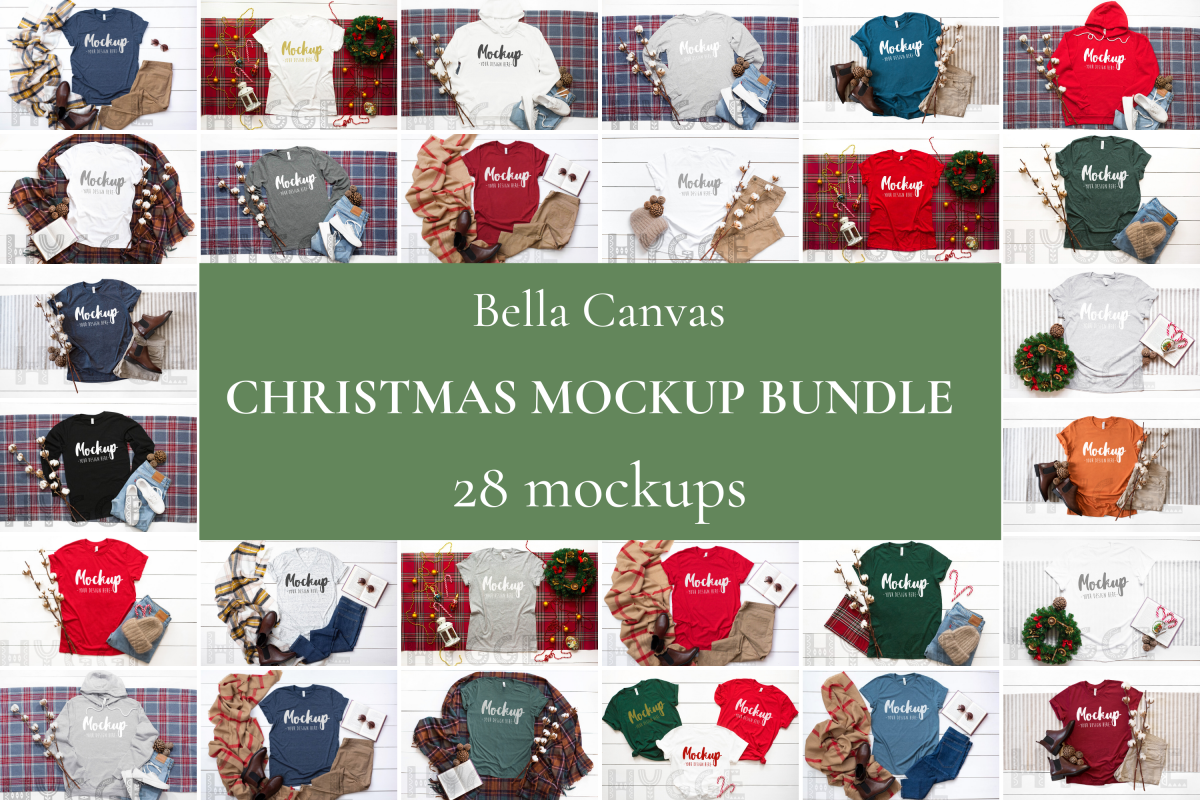 Winter Tshirt Mockup Bundle Bella Canvas 3001 3005 3501 3719 example image 1