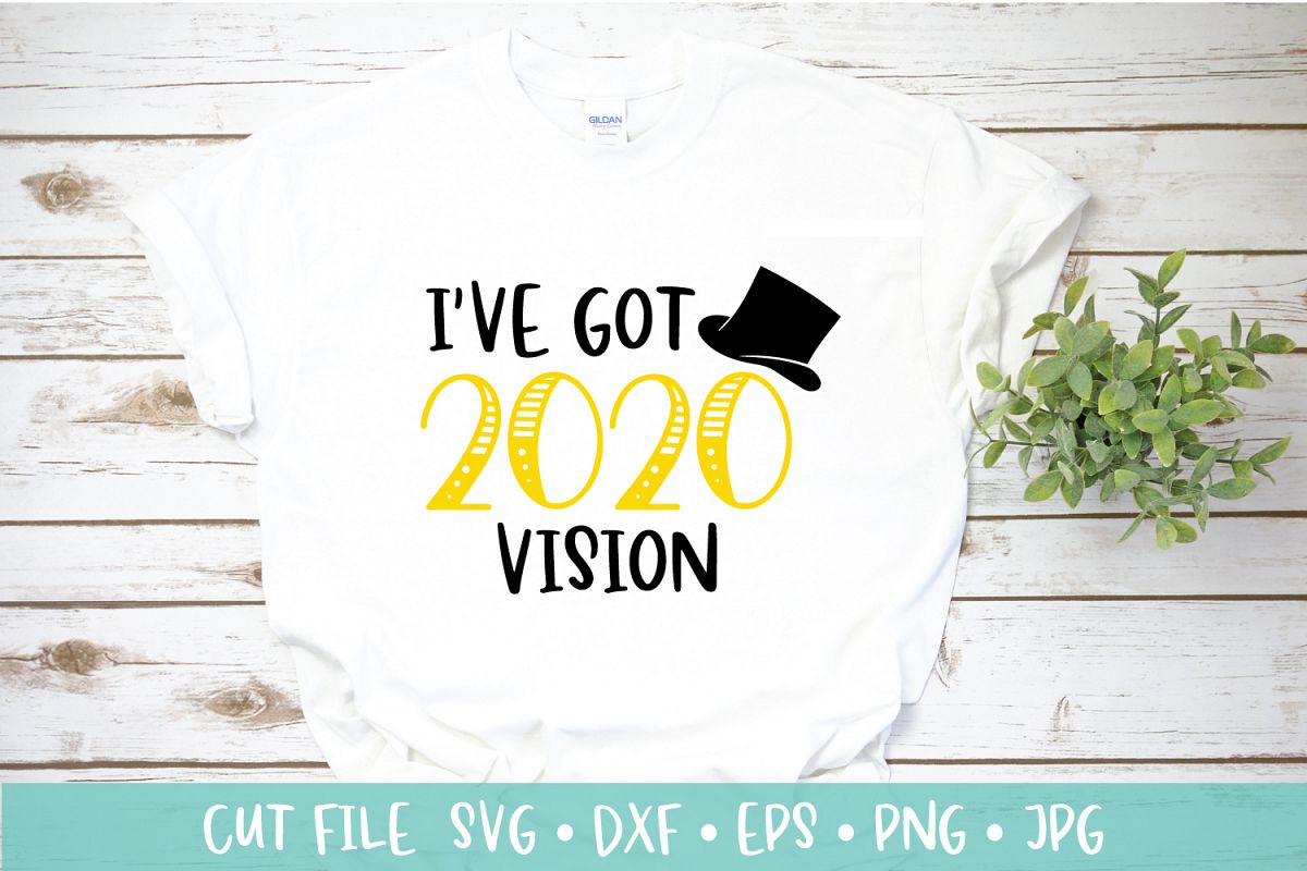 New Years 2020 Top Hat Cut File SVG DXF | New Years Eve SVG example image 1