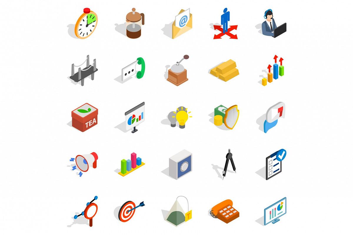 Model icons set, isometric style example image 1