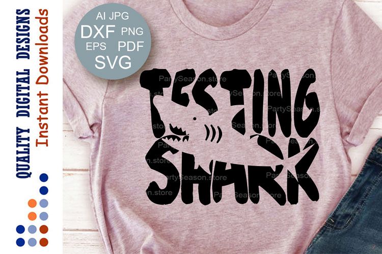 Testing shark svg Test day sign Teacher shirt example image 1