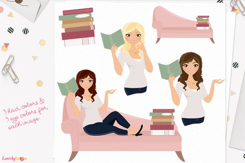 Woman teacher character clip art L147 Brook example image 1