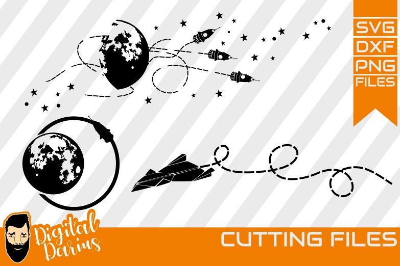 3x Moon Bundle SVG, Stars svg. constellation svg, rocket svg example image 1