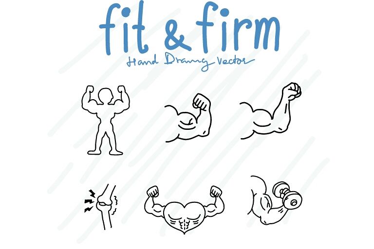 Fit and Firm - SVG/JPG/PNG Hand Drawing example image 1