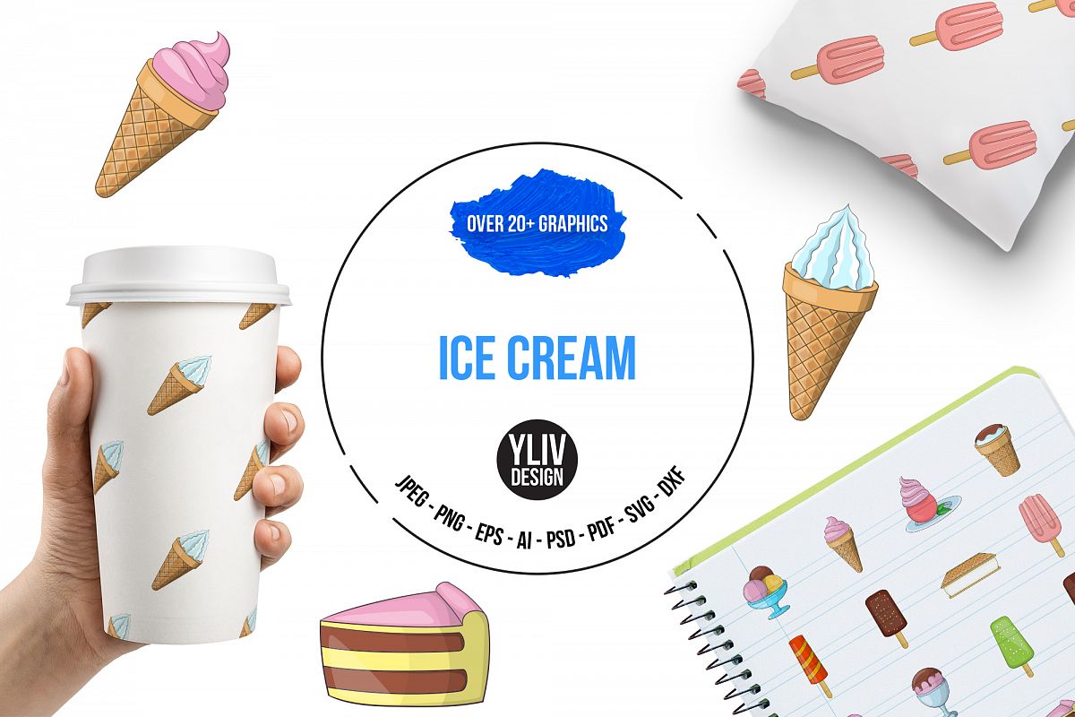 Ice cream icons set, cartoon style example image 1