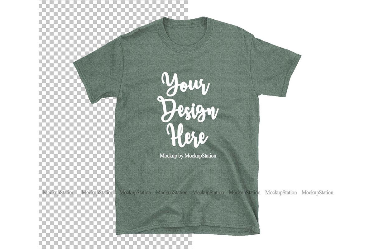 Heather Forest Gildan TShirt Mockup Transparent Background example image 1