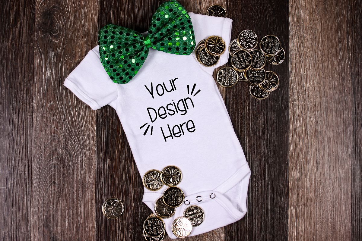 March Baby Suit Mockup 11| St Patricks Day Baby shirt Mockup example image 1