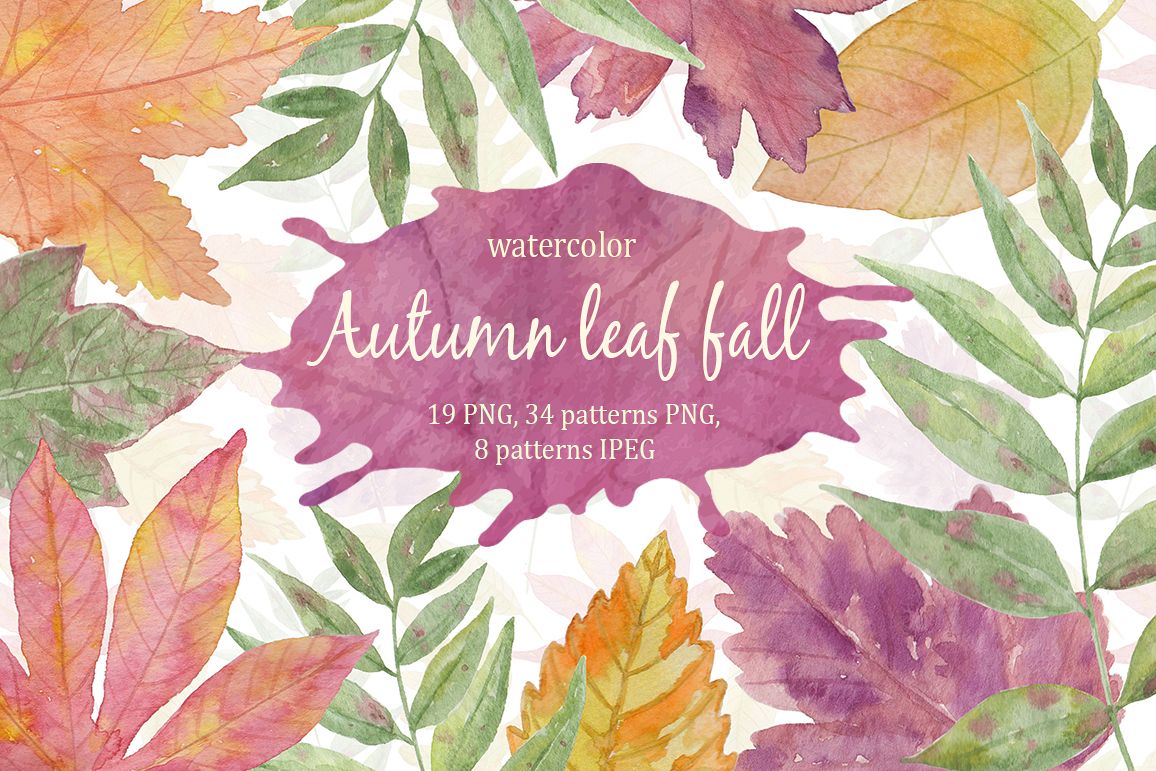 Autumn leaf fall. Watercolor. example image 1
