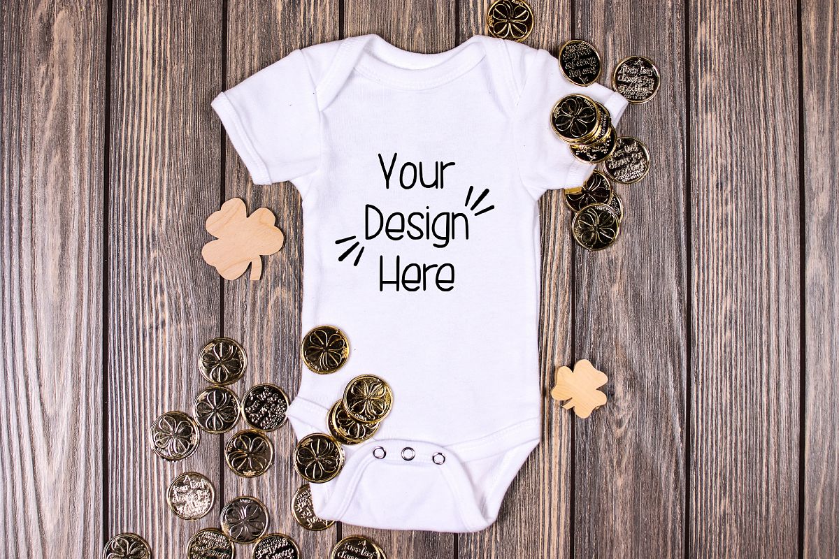 March Baby Suit Mockup 6| St Patricks Day Baby shirt Mockup example image 1