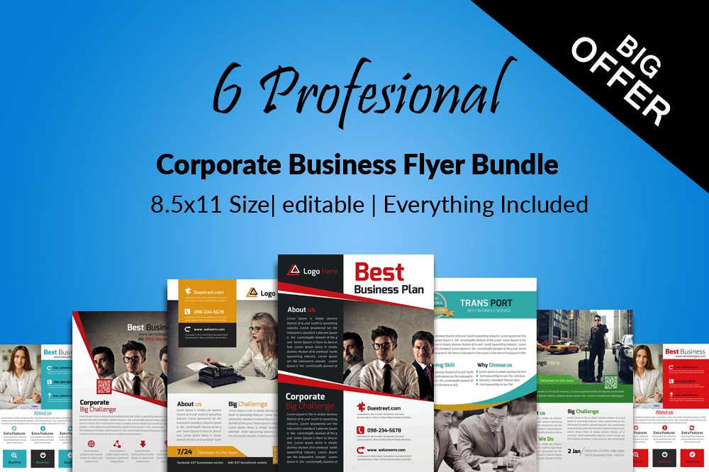 6 Corporate Business Flyers Bundle example image 1