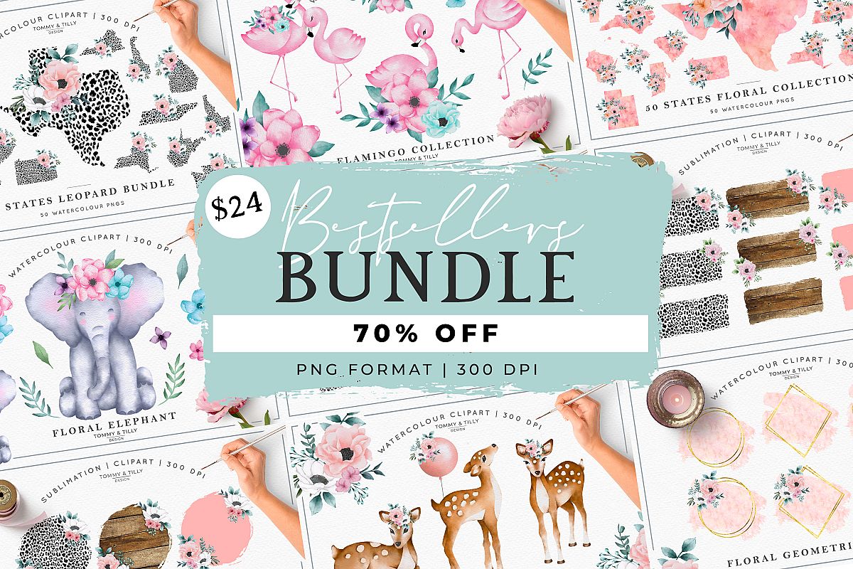 MEGA BUNDLE! Bestsellers - Clipart | Sublimation | PNG example image 1