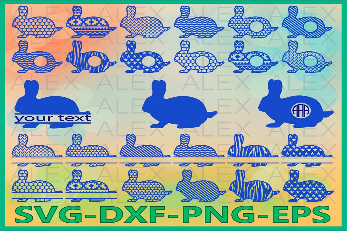 Rabbits Svg, Easter Bunny Monogram Frames, Rabbits Monogram example image 1
