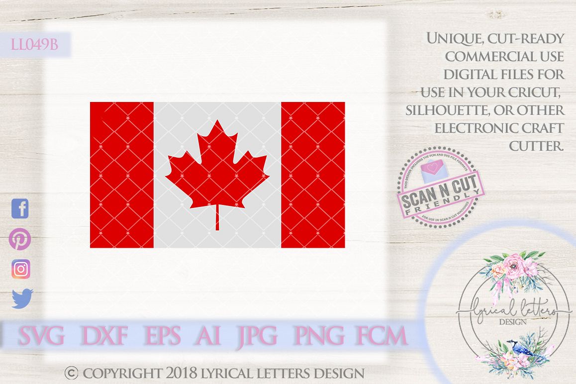 Canada Day Canadian Flag Cutting File LL049 B SVG DXF FCM EPS AI JPG ...