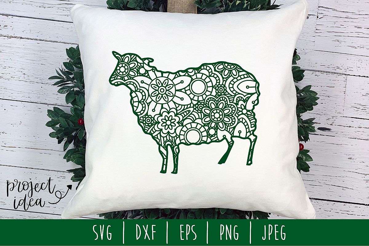 Download Sheep Mandala Zentangle SVG, DXF, EPS, PNG, JPEG