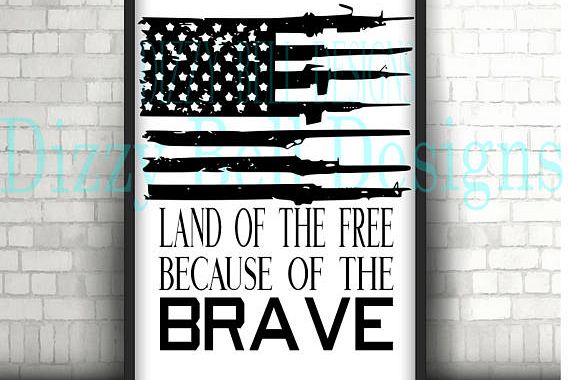 Land of the free because of the brave, US flag, 4th of July example image 1