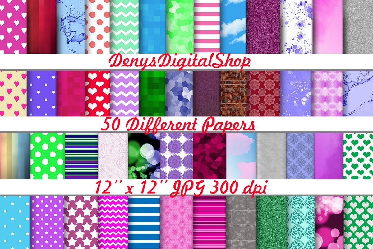 Digital Scrapbook 50 Papers Package Paper For Different Activities Sweet Patterns Digital Scrapbook 50 Papers Package Paper For Different Activities Sweet Patterns