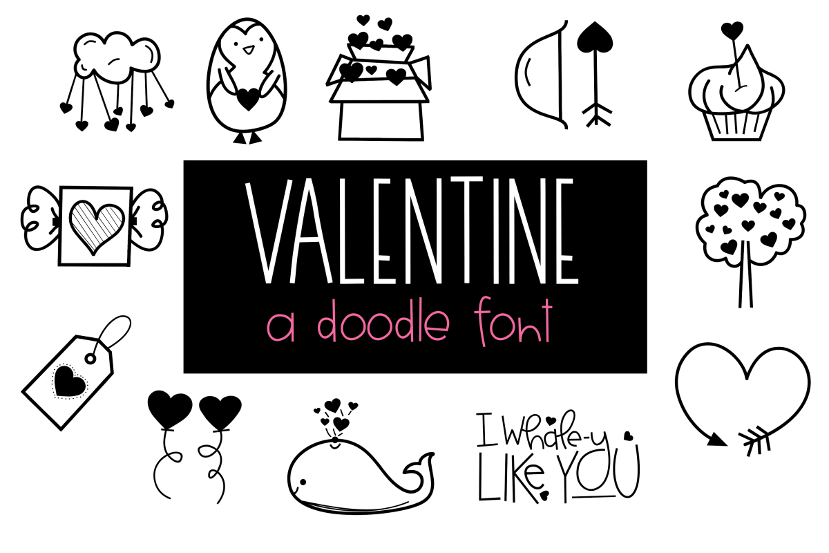 Valentine - Valentine's Day Doodle Font example image 1