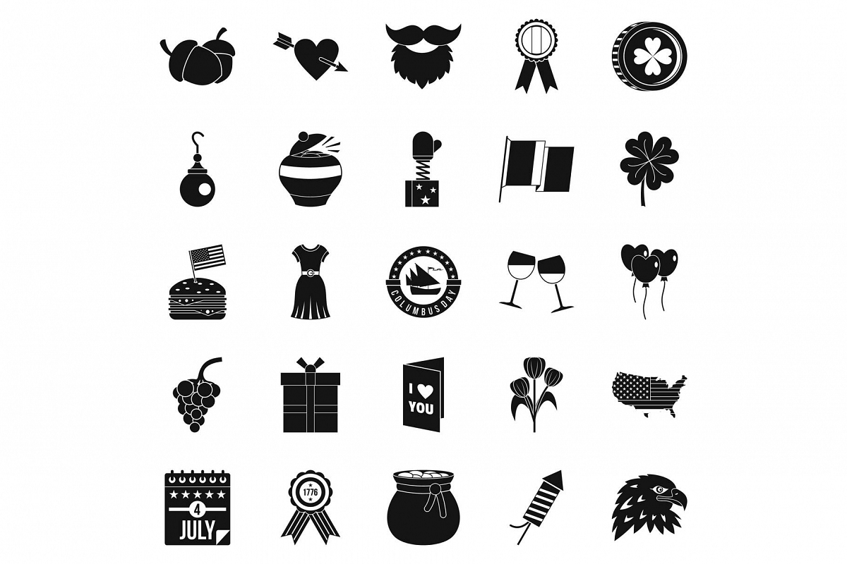 Almanac icons set, simple style example image 1