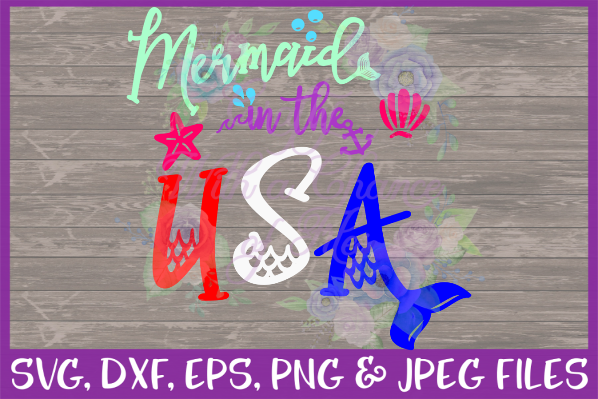Mermaid in USA Labor Day Patriot SVG for Cricut & Silhouette example image 1