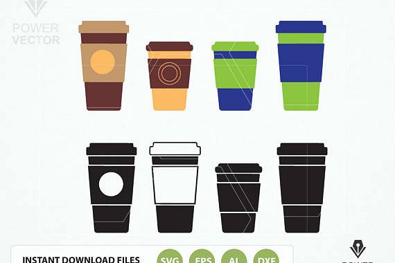 Svg file Coffee cup to go. Coffee Cup vector cutting file, Png, Pdf