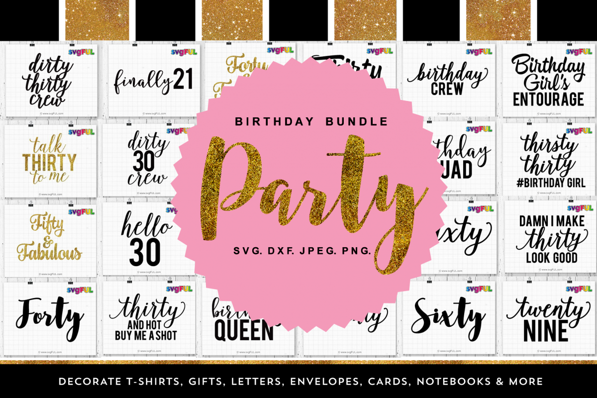 Birthday Bundle Party Craft Pack Svg Clipart Dxf Printables example image 1